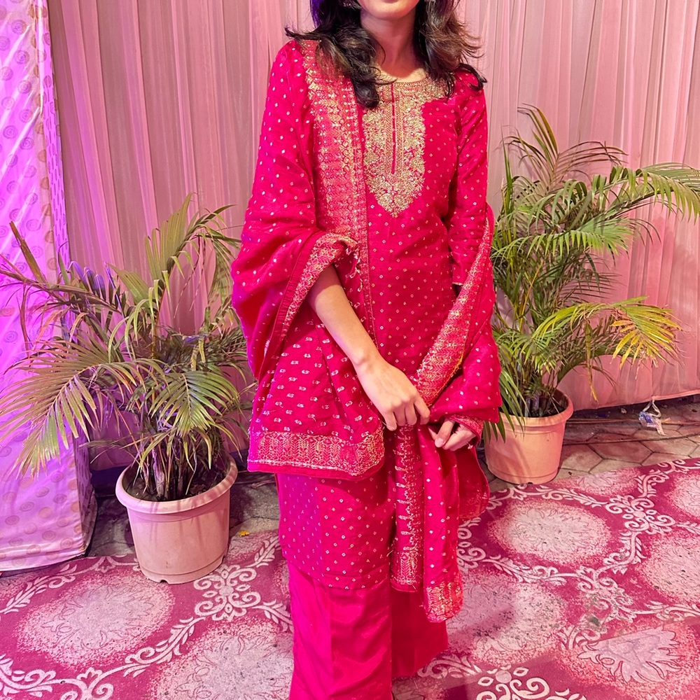 Hot pink suit